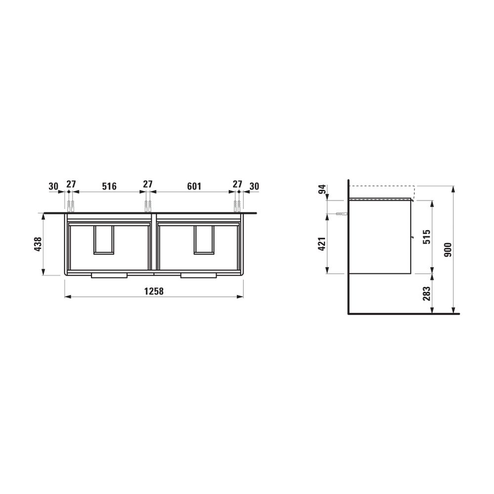 Laufen Waschtischunterbau BASE für Pro S 438x1258x515mm, glänzend Weiß, 4 Schubl... LAUFEN-H4025141102611 7612738913090 (Abb. 2)