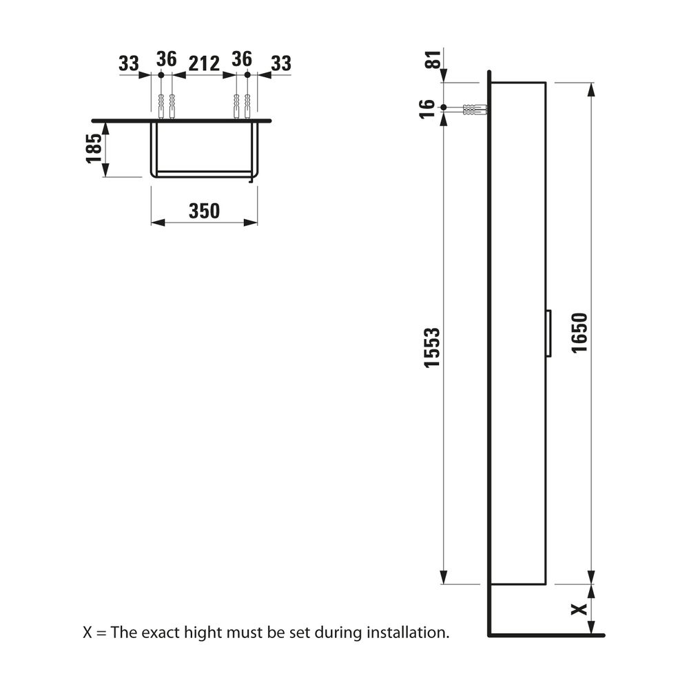 Laufen Hochschrank BASE für VAL/Pro S 185x350x1650mm, Ulme dunkel, 1 Tür Scharni... LAUFEN-H4026411102631 7612738913366 (Abb. 2)