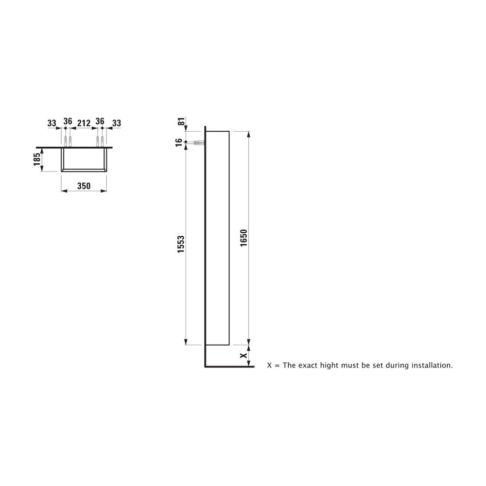 Laufen Hochschrank BASE für Pro S Set 185x350x1650mm, Verkehrsgrau, 1 Tür Scharn... LAUFEN-H4026511102661 7612738972929 (Abb. 2)
