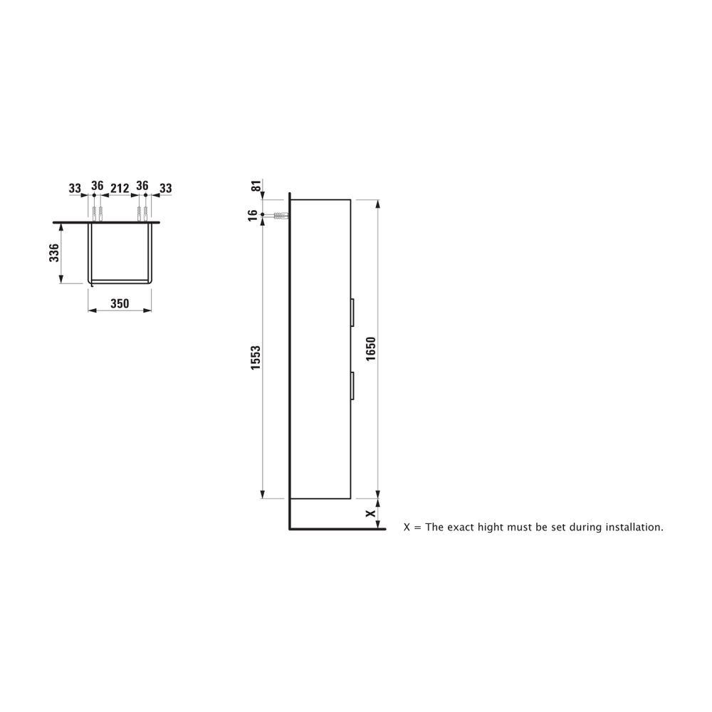Laufen Hochschrank BASE f. VAL/Pro S 336x350x1650mm, Verkehrsgrau/2 Türen/Scharn... LAUFEN-H4027121102661 7612738973032 (Abb. 2)