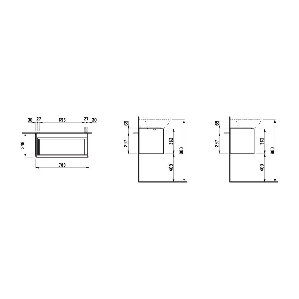 Laufen Waschtischunterbau BASE für INO 339x317x515mm, glänzend Schwarz, Weiß, 1 ... LAUFEN-H4030031102611 7612738948641 (Abb. 2)