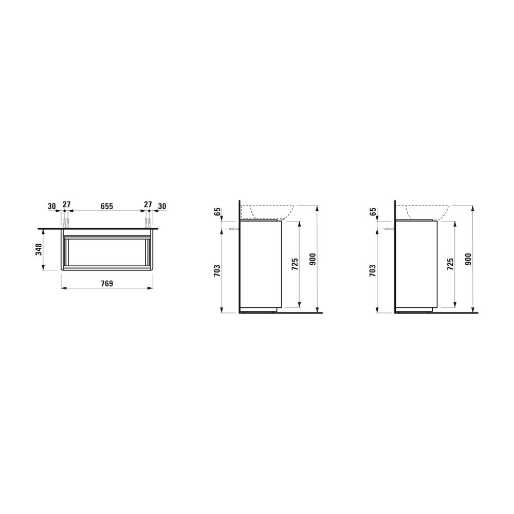 Laufen Waschtischunterbau BASE für INO 348x769x768mm, Ulme hell, Schwarz, bodens... LAUFEN-H4030041102621 7612738948597 (Abb. 2)
