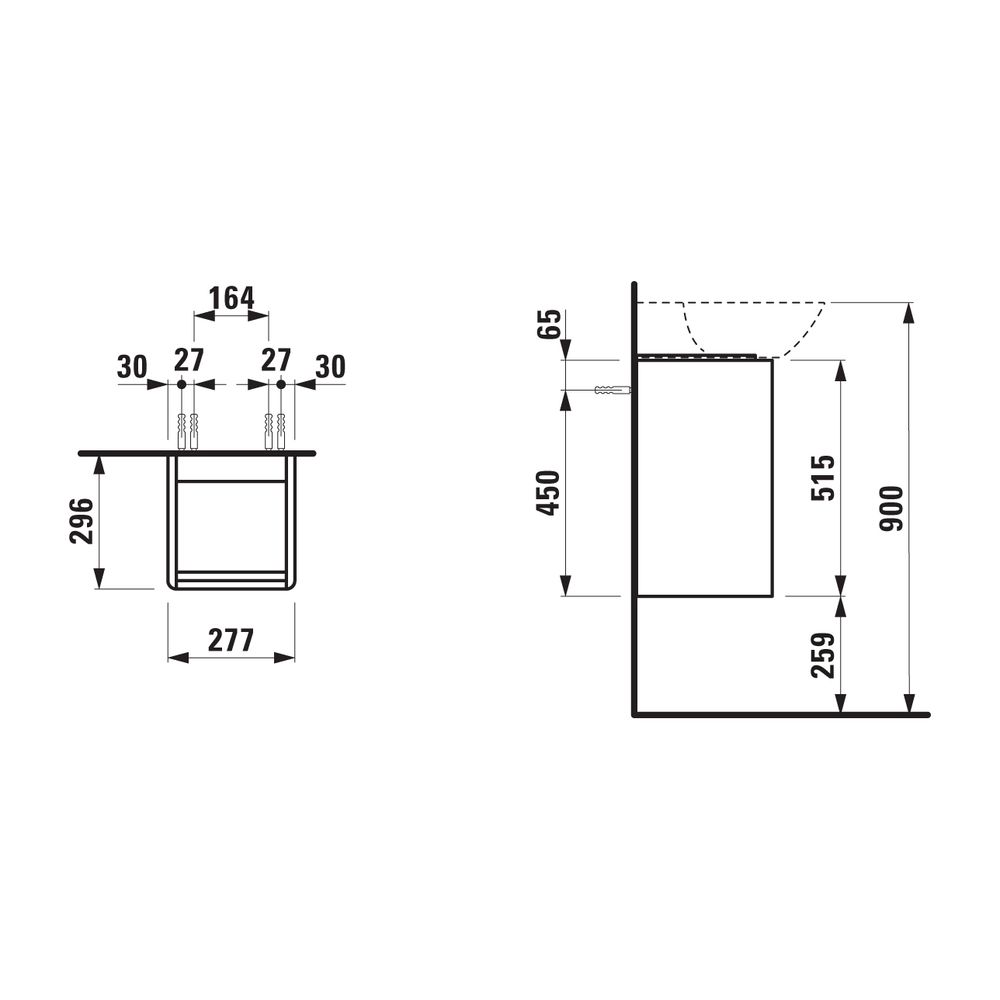 Laufen Waschtischunterbau BASE für INO 296x277x515mm, Multicolor, Schwarz, 1 Tür... LAUFEN-H4030141109991 7612738948504 (Abb. 2)