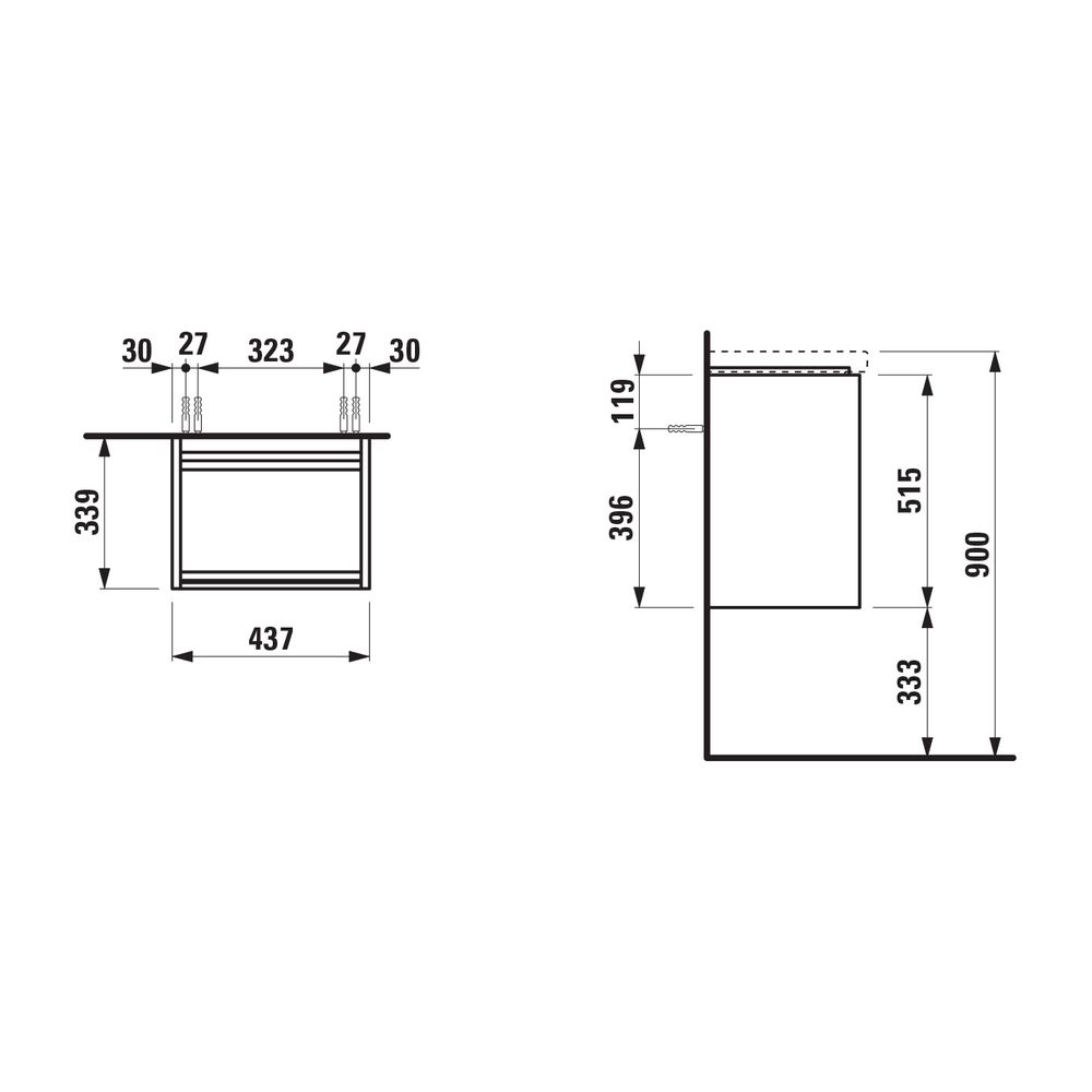 Laufen Waschtischunterbau LANI 339x437x515mm, Mattweiß, 1 Tür Scharnier rechts, ... LAUFEN-H4035021122601 7612738008208 (Abb. 2)