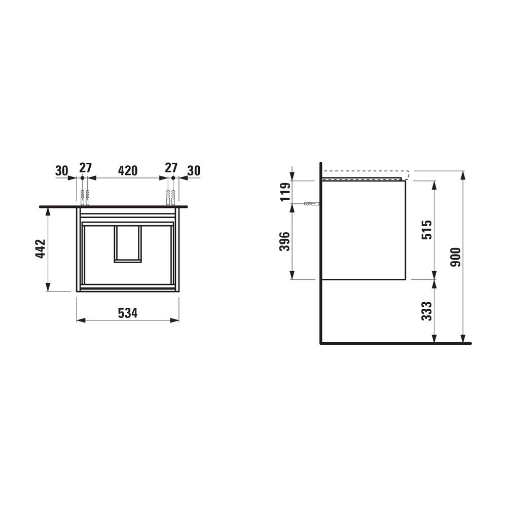 Laufen Waschtischunterbau LANI 442x534x515mm, Wildeiche, mit 2 Schubladen, Griff... LAUFEN-H4035221122671 7612738008116 (Abb. 2)