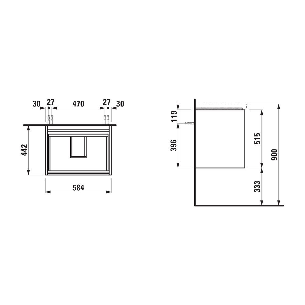 Laufen Waschtischunterbau LANI 442x584x515mm, Verkehrsgrau, mit 2 Schubladen, Gr... LAUFEN-H4035321122661 7612738008048 (Abb. 4)