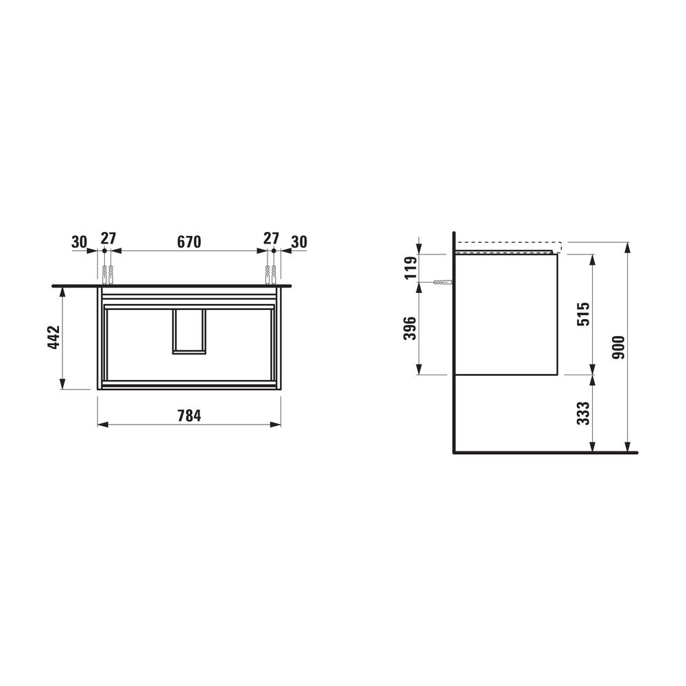 Laufen Waschtischunterbau LANI 442x784x515mm, Wildeiche, mit 2 Schubladen, Griff... LAUFEN-H4035521122671 7612738008871 (Abb. 4)