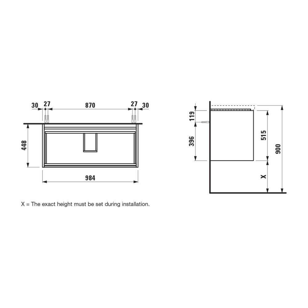Laufen Waschtischunterbau LANI 442x984x515mm, Verkehrsgrau, mit 2 Schubladen, Gr... LAUFEN-H4035621122661 7612738041359 (Abb. 5)