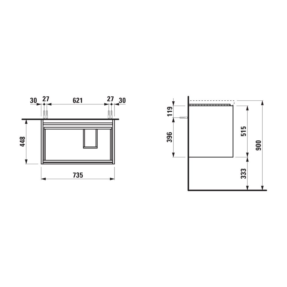 Laufen Waschtischunterbau LANI 448x735x515mm, Wildeiche, 2 Schubladen, Griffleis... LAUFEN-H4035821122671 7612738041243 (Abb. 2)