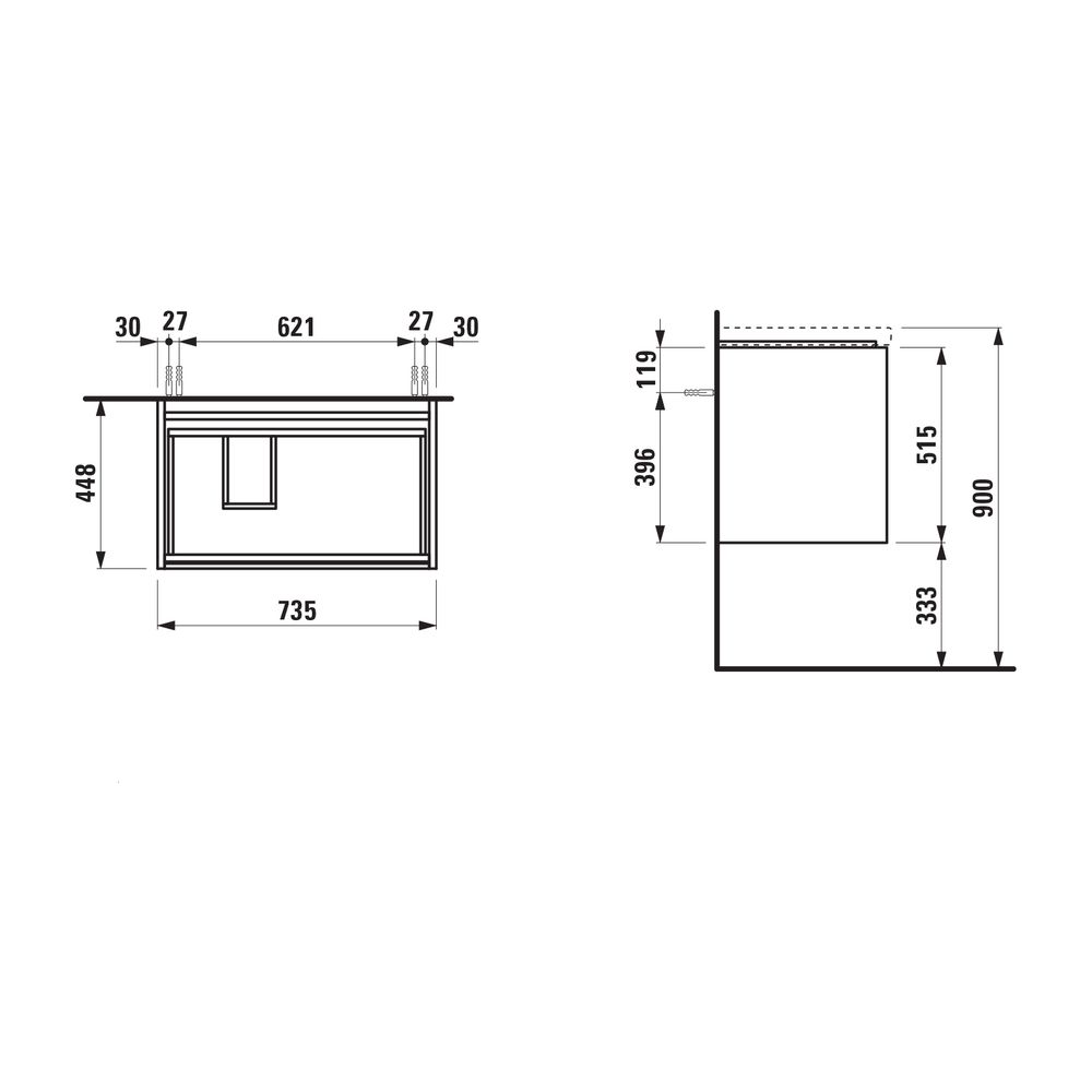 Laufen Waschtischunterbau LANI 442x750x515mm, Multicolor, mit 2 Schubladen, Grif... LAUFEN-H4035921129991 7612738041328 (Abb. 2)