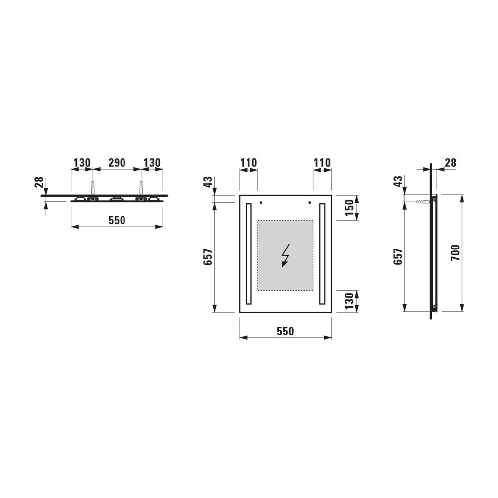 Laufen Spiegel LANI 550x28x700mm, mit 2 vertikal integrierten LED-Lichtelementen... LAUFEN-H4038511121441 7612738026554 (Abb. 2)