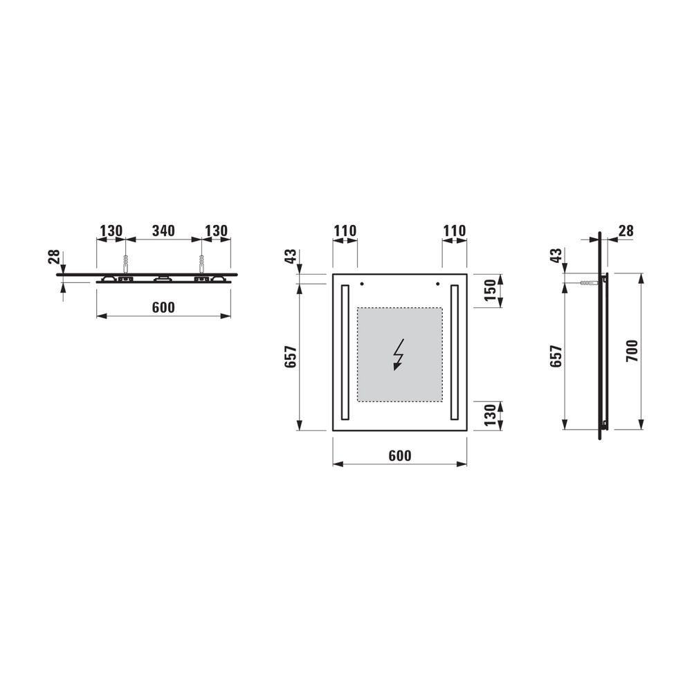 Laufen Spiegel LANI 600x28x700mm, mit 2 vertikal integrierten LED-Lichtelementen... LAUFEN-H4038521121441 7612738026561 (Abb. 2)