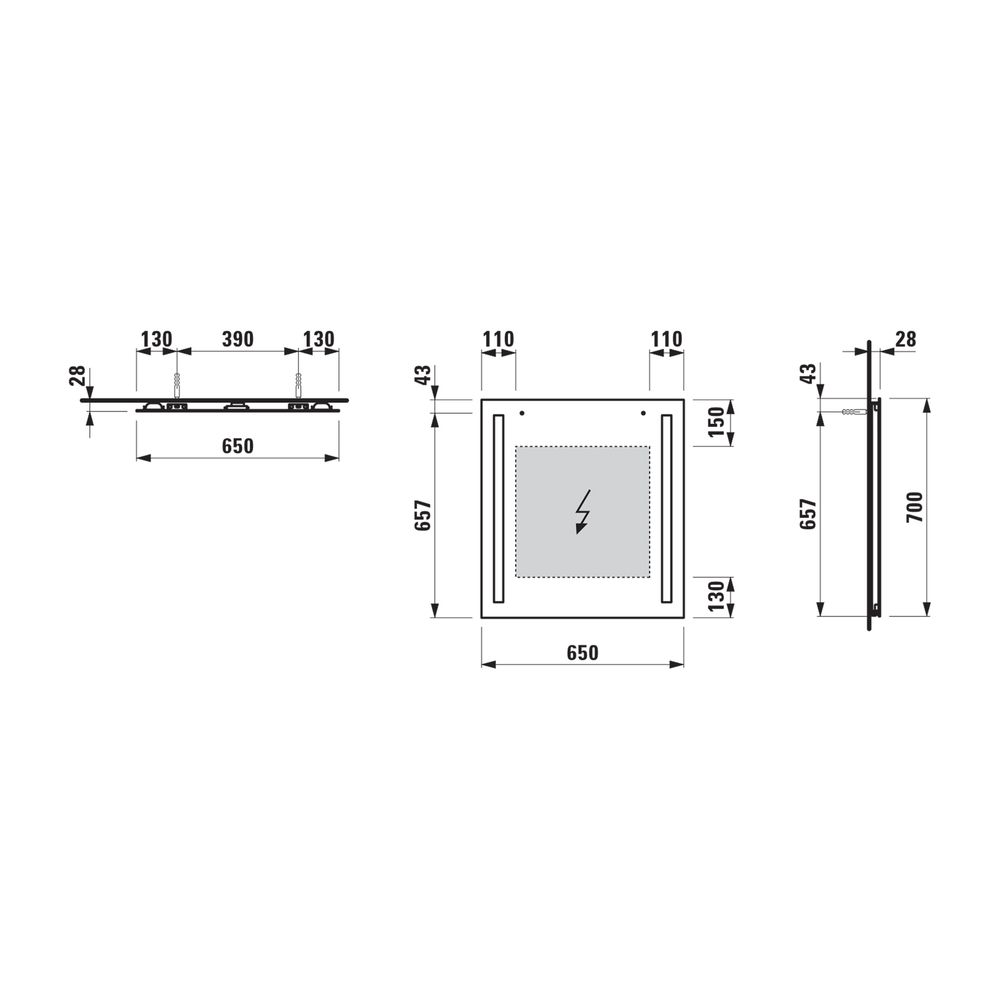 Laufen Spiegel LANI 650x28x700mm, mit 2 vertikal integrierten LED-Lichtelementen... LAUFEN-H4038531121441 7612738026578 (Abb. 2)