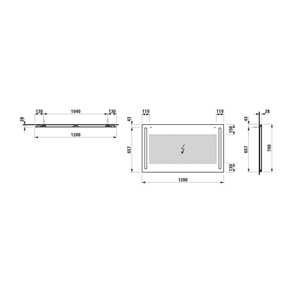 Laufen Spiegel LANI 1200x28x700mm, mit 2 vertikal integrierten LED-Lichtelemente... LAUFEN-H4038561121441 7612738026608 (Abb. 2)