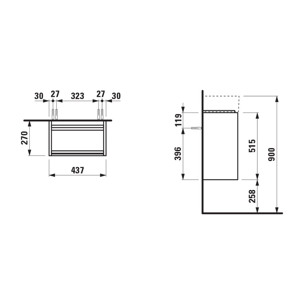 Laufen Waschtischunterbau LANI 270x437x515mm, Multicolor, 1 Tür Scharnier rechts... LAUFEN-H4039021129991 7612738049089 (Abb. 2)