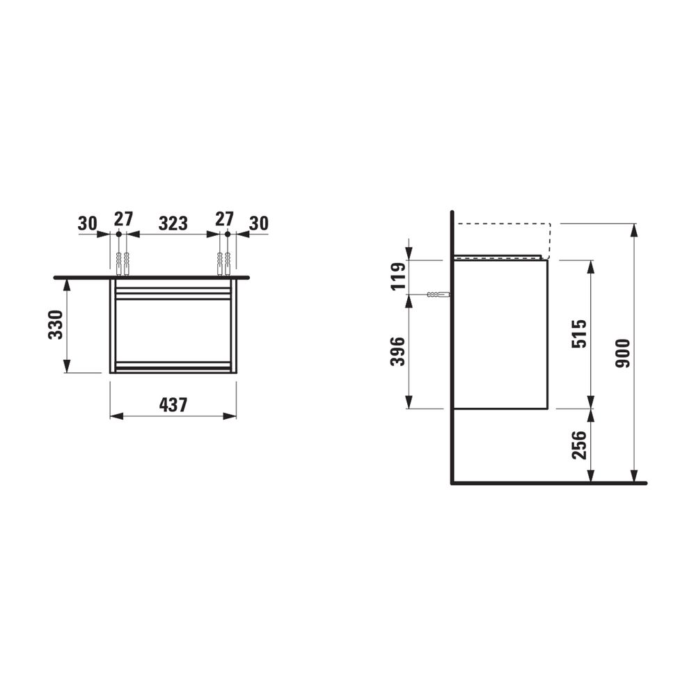 Laufen Waschtischunterbau LANI 330x437x515mm, glänzend Weiß, 1 Tür Scharnier lin... LAUFEN-H4039111122611 7612738049102 (Abb. 2)