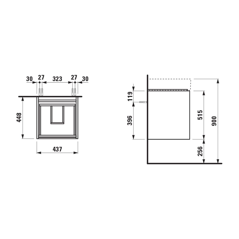 Laufen Waschtischunterbau LANI 448x437x515mm, Specialcolor, 2 Schubladen, Griffl... LAUFEN-H4039221129901 7612738049256 (Abb. 2)