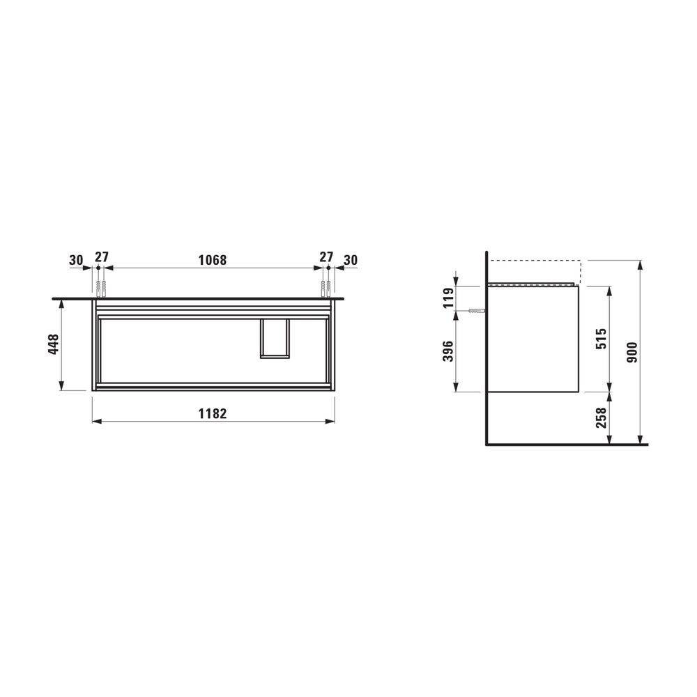 Laufen Waschtischunterbau LANI 448x1182x515mm, Specialcolor, 2 Schublad., Griffl... LAUFEN-H4039821129901 7612738050573 (Abb. 2)