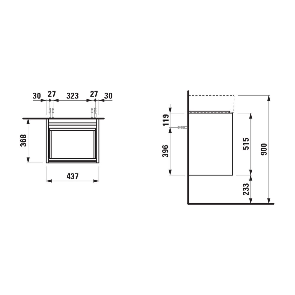 Laufen Waschtischunterbau LANI 368x437x515mm, Mattweiß, mit 2 Schubladen, Griffl... LAUFEN-H4041121122601 7612738050696 (Abb. 2)
