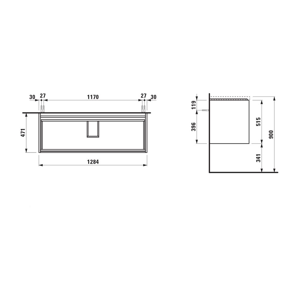 Laufen Waschtischunterbau LANI 471x1284x515mm, Wildeiche, 2 Schubladen, Grifflei... LAUFEN-H4041921122671 7612738051112 (Abb. 2)