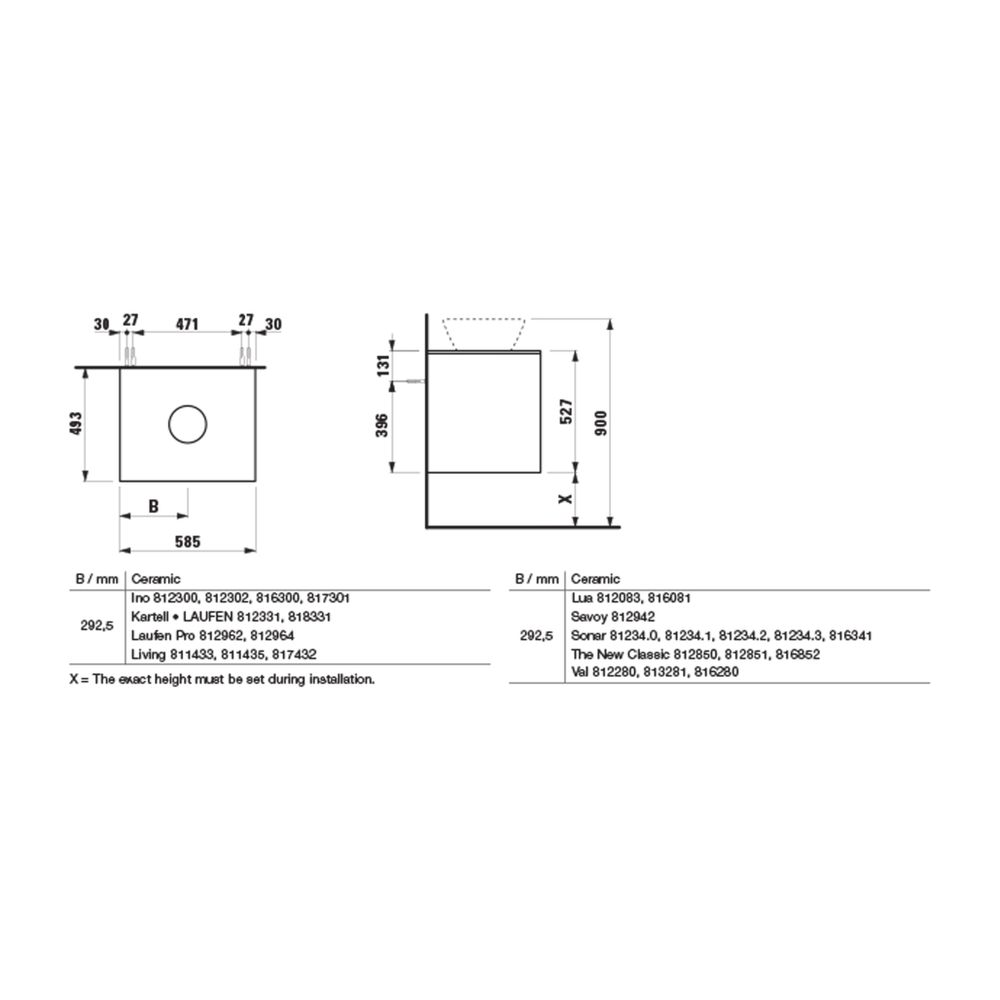 Laufen Waschtisch Unterbau u. Platte Schubladenel. LANI 493x585x527mm, Mattweiß,... LAUFEN-H4043011122601 7612738046484 (Abb. 2)