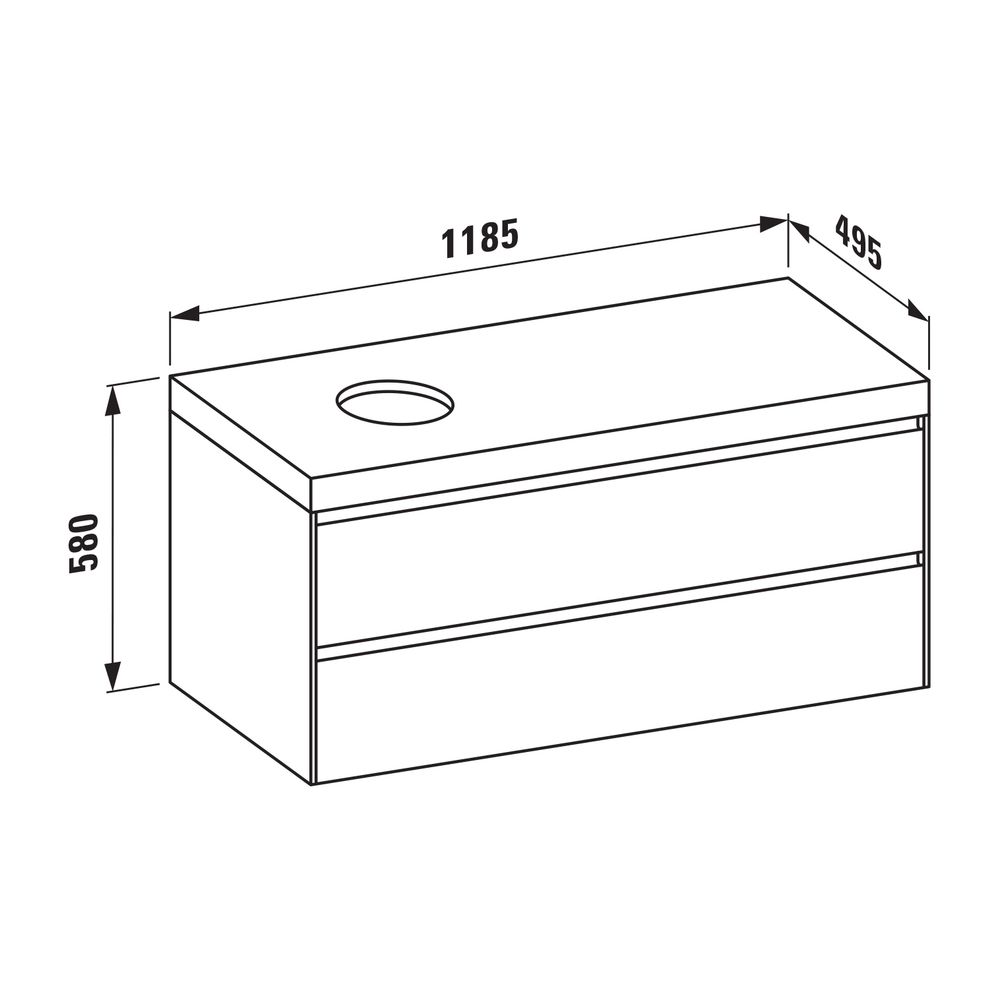 Laufen WT Unterbau u. Platte, Modular System, LANI 495x1185x580mm, V.-grau, Auss... LAUFEN-H4055721122661 7612738053680 (Abb. 2)