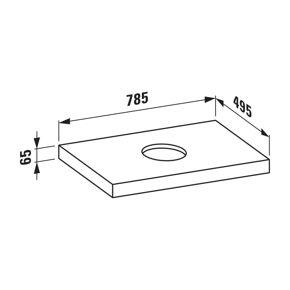 Laufen Waschtisch-Platte LANI 495x785x65mm, Wildeiche, mit Ausschnitt mittig, in... LAUFEN-H4046511122671 7612738048372 (Abb. 2)