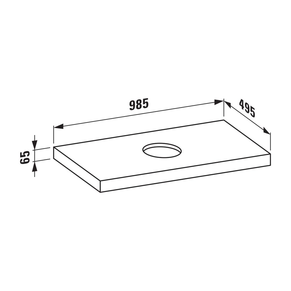 Laufen Waschtisch-Platte LANI 495x985x65mm, Mattweiß, mit Ausschnitt mittig, ink... LAUFEN-H4046611122601 7612738048433 (Abb. 2)