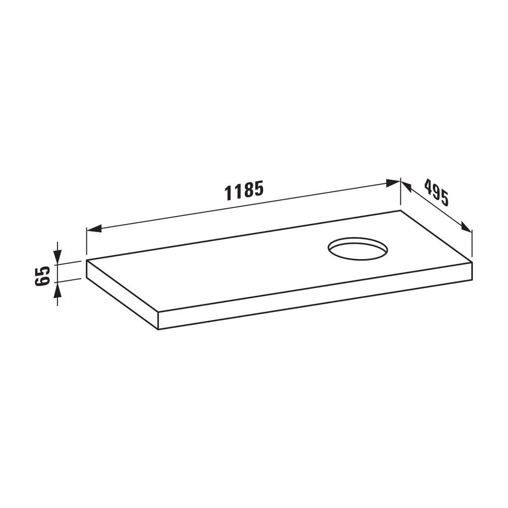 Laufen Waschtisch-Platte LANI 495x1185x65mm, Wildeiche, mit Ausschnitt rechts, i... LAUFEN-H4046731122671 7612738048594 (Abb. 2)
