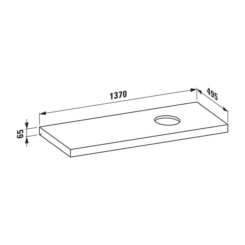 Laufen Waschtisch-Platte LANI 495x1370x65mm, Wildeiche, mit Ausschnitt rechts, i... LAUFEN-H4046831122671 7612738048754 (Abb. 2)