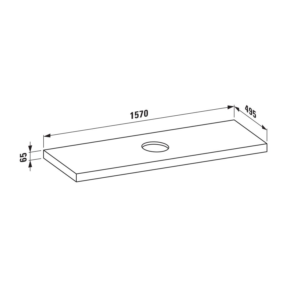 Laufen Waschtisch-Platte LANI 495x1570x65mm, Wildeiche, mit Ausschnitt mittig, i... LAUFEN-H4046911122671 7612738048846 (Abb. 2)