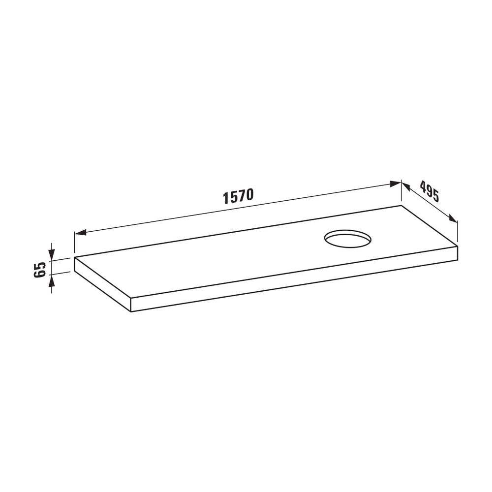 Laufen Waschtisch-Platte LANI 495x1570x65mm, Mattweiß, mit Ausschnitt rechts, in... LAUFEN-H4046931122601 7612738048884 (Abb. 2)