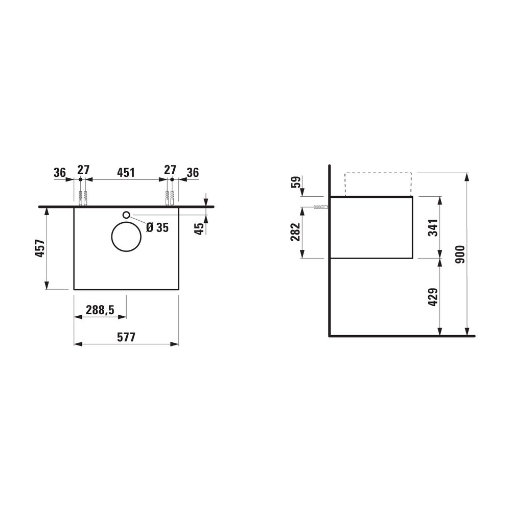 Laufen Schubladenelement Sonar 580x340x450mm, Kupfer/Nero Marq., Aussch. mittig ... LAUFEN-H4054050341411 7612738945763 (Abb. 2)