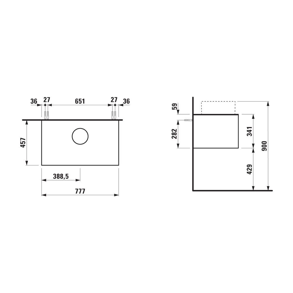 Laufen Schubladenelement Sonar 780x340x450mm, Mattweiß/Nero Marq., Aussch. mitti... LAUFEN-H4054110341431 7612738970505 (Abb. 2)