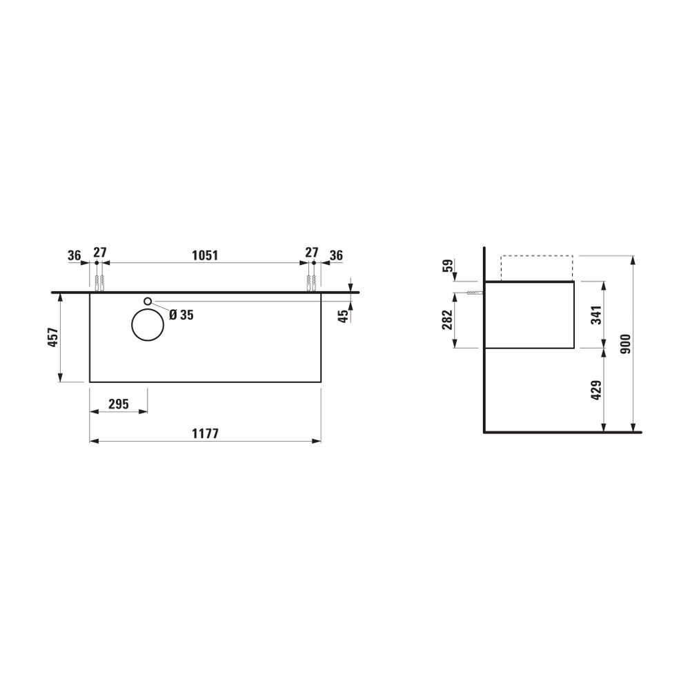 Laufen Schubladenelement Sonar 1180x340x450mm, Titan/Nero Marq, Aussch. links f.... LAUFEN-H4054260341421 7612738946043 (Abb. 2)