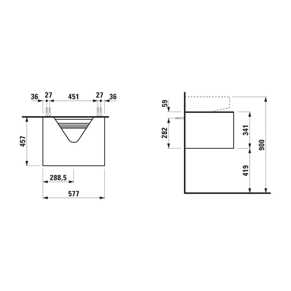 Laufen Schubladenelement Sonar 580x340x450mm, Mattweiß, 1 Schubl., für Aufsatz-H... LAUFEN-H4054310341701 7612738970642 (Abb. 2)