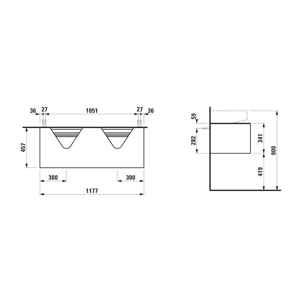 Laufen Waschtischunterbau Sonar 457x1177x341mm, Mattweiß Nero Marquina, Aussch. ... LAUFEN-H4054540341431 7612738970758 (Abb. 2)