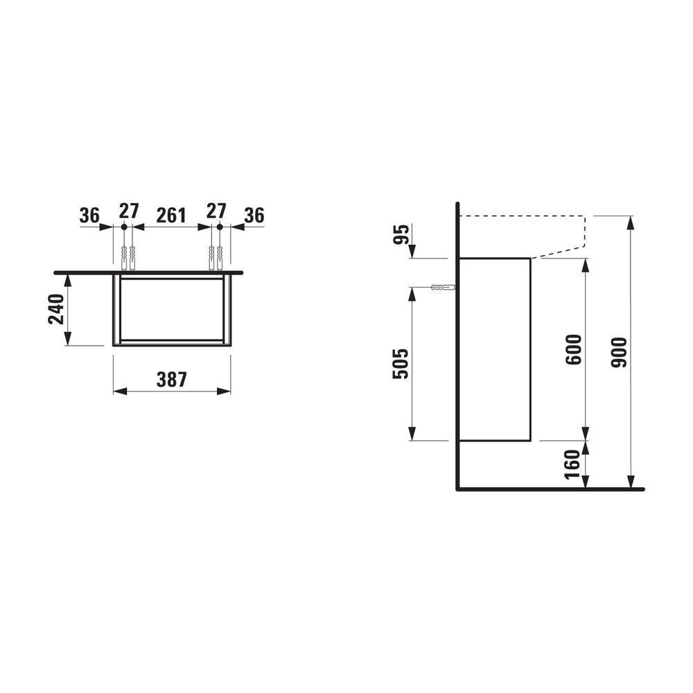 Laufen Waschtischunterbau Sonar 240x387x600mm, Mattweiß, 1 Tür Scharnier rechts ... LAUFEN-H4054820341701 7612738970819 (Abb. 2)