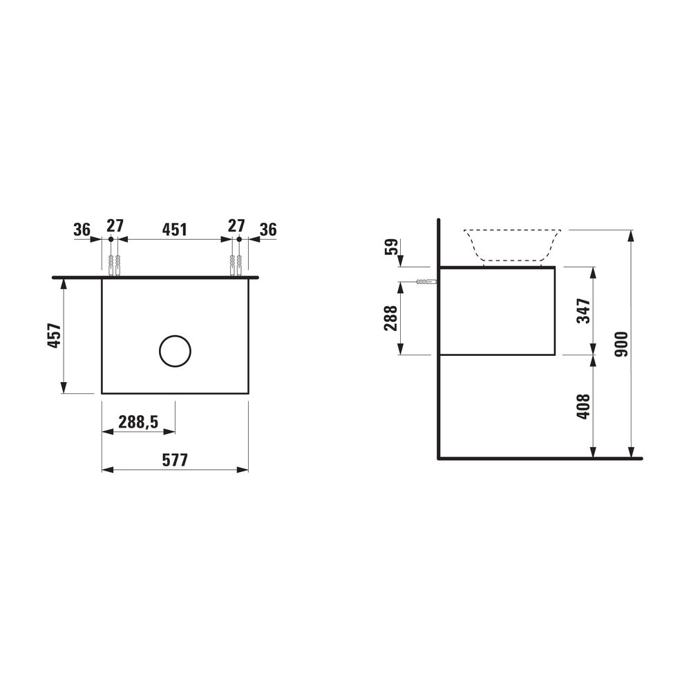 Laufen Waschtischunterbau The New Classic 457x577x347mm, geschw. Eiche, Ausschni... LAUFEN-H4060010856281 7612738945176 (Abb. 2)