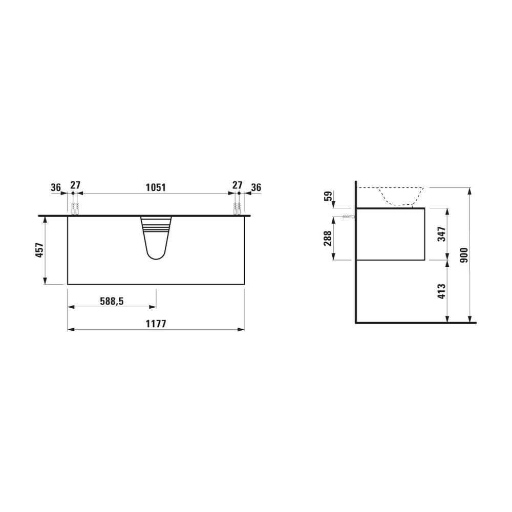 Laufen Waschtischunterbau The New Classic 457x1177x347mm, Mattweiß, Ausschnitt m... LAUFEN-H4060230851701 7612738970987 (Abb. 2)
