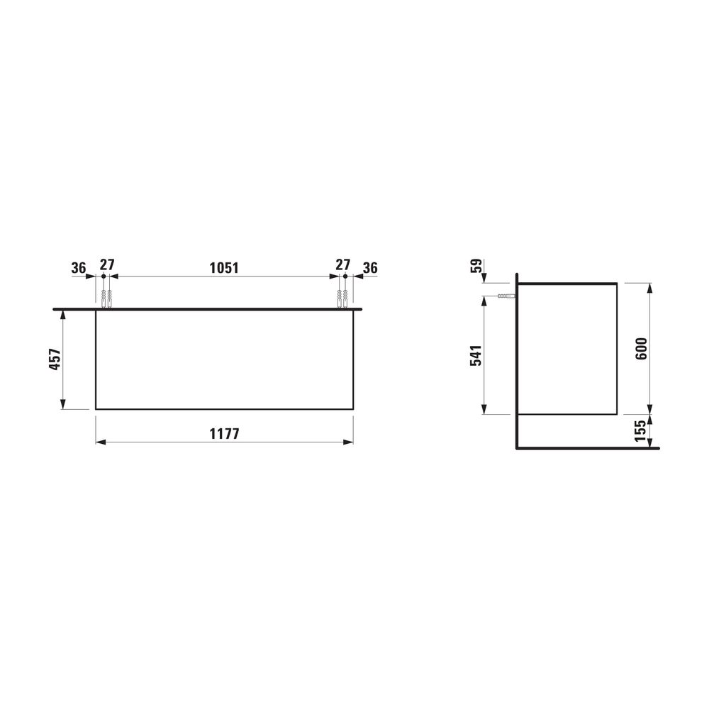 Laufen Sideboard The New Classic 457x1177x600mm, Verkehrsgrau, ohne Ausschnitt, ... LAUFEN-H4060260856271 7612738967604 (Abb. 2)
