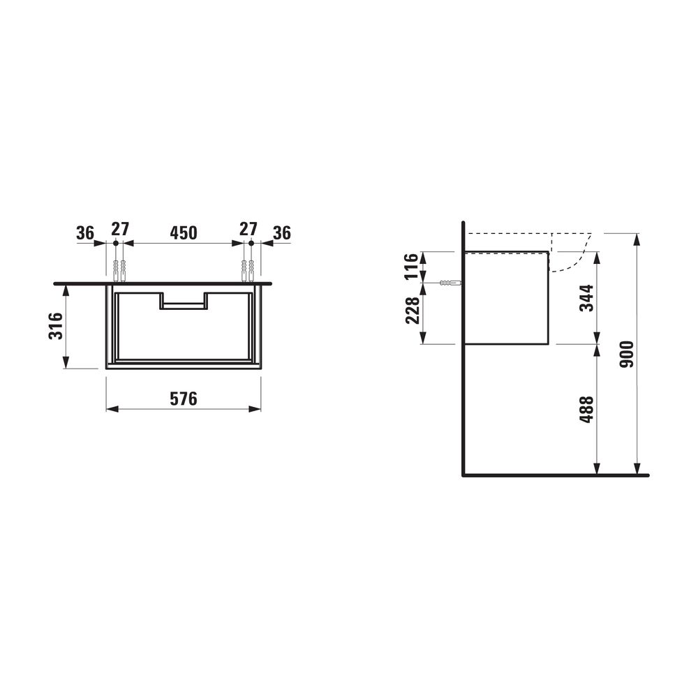 Laufen Waschtischunterbau The New Classic 316x576x344mm, geschw. Eiche, 1 Schubl... LAUFEN-H4060310856281 7612738945299 (Abb. 2)