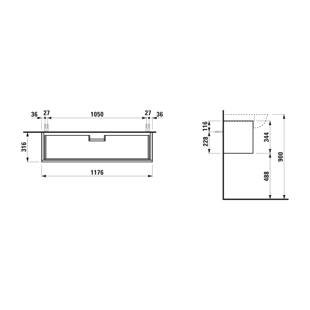 Laufen Waschtischunterbau The New Classic 316x1176x344mm, Weiß lackiert, 1 Schub... LAUFEN-H4060510856311 7612738945619 (Abb. 2)