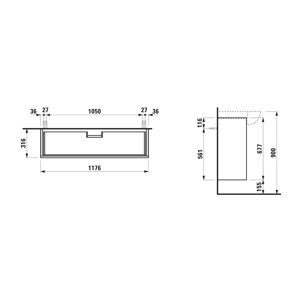 Laufen Waschtischunterbau The New Classic 316x1176x677mm, geschw. Eiche, 2 Schub... LAUFEN-H4060520856281 7612738945343 (Abb. 2)
