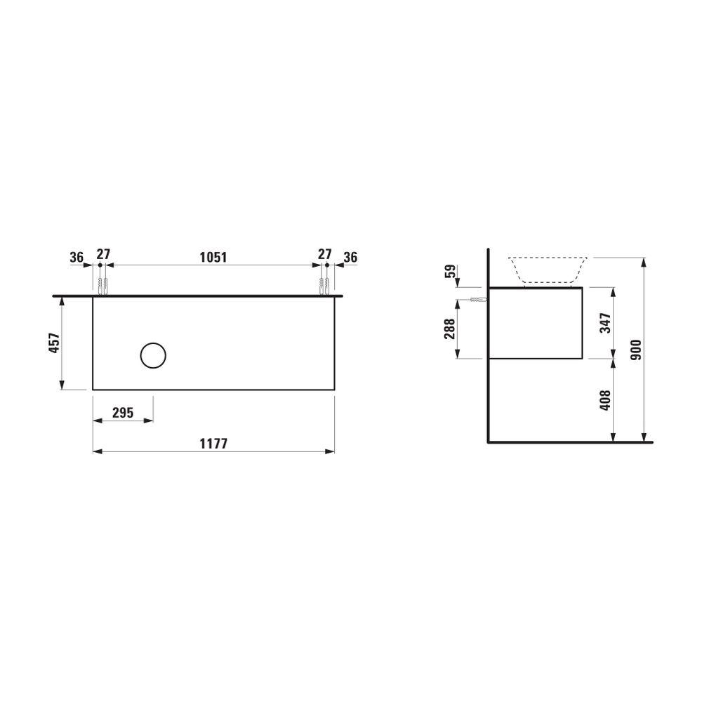 Laufen Waschtischunterbau The New Classic 457x1177x347mm, Mattweiß, Ausschnitt l... LAUFEN-H4060810851701 7612738970895 (Abb. 2)