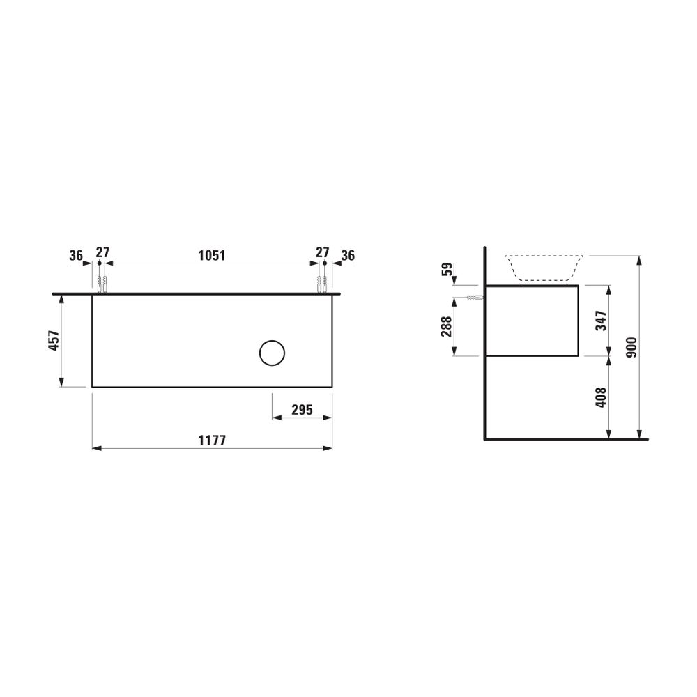 Laufen Waschtischunterbau The New Classic 457x1177x347mm, Weiß lackiert, Aussch.... LAUFEN-H4060820856311 7612738945664 (Abb. 2)