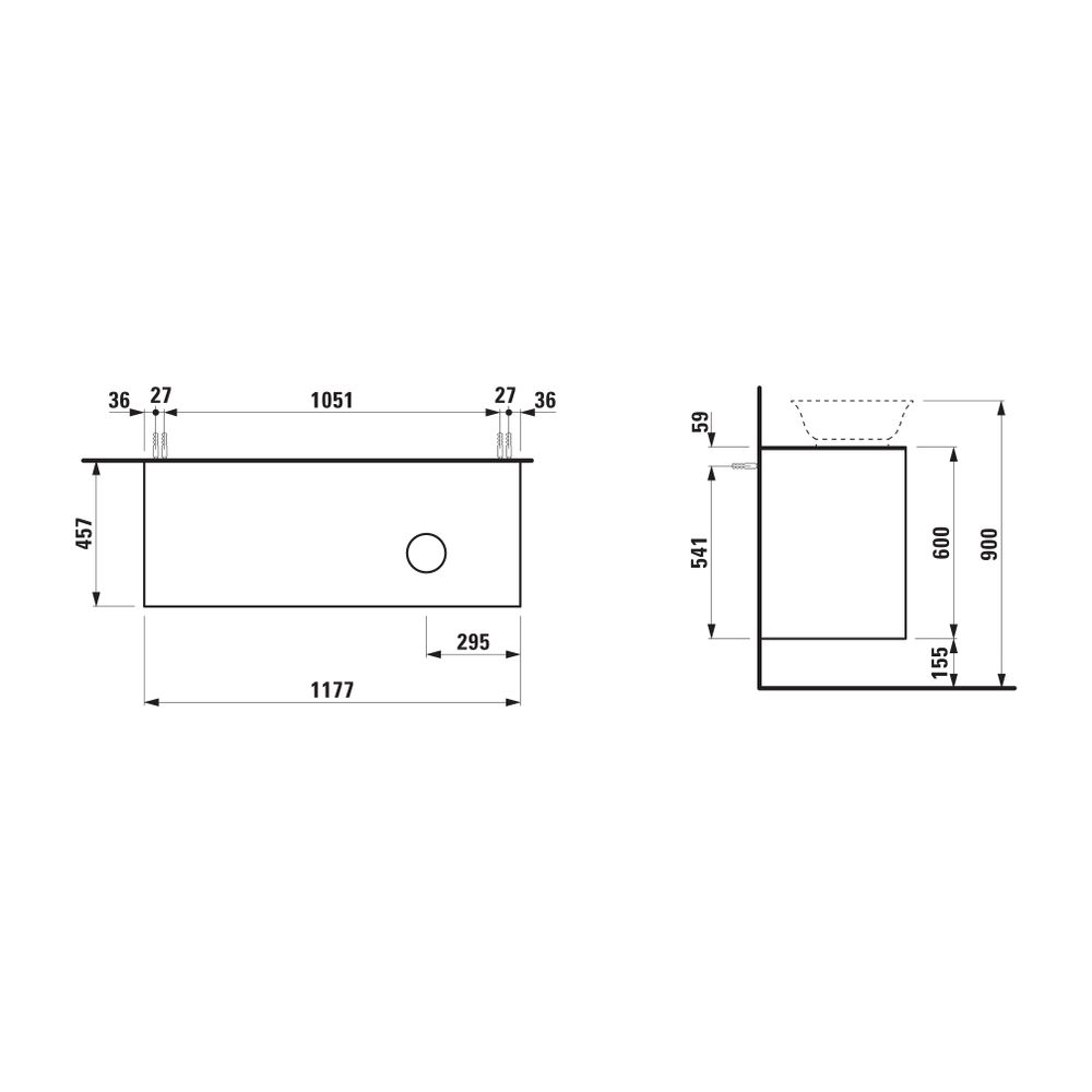 Laufen Waschtischunterbau The New Classic 457x1177x600mm, Mattweiß, Ausschnitt r... LAUFEN-H4060840851701 7612738970956 (Abb. 2)