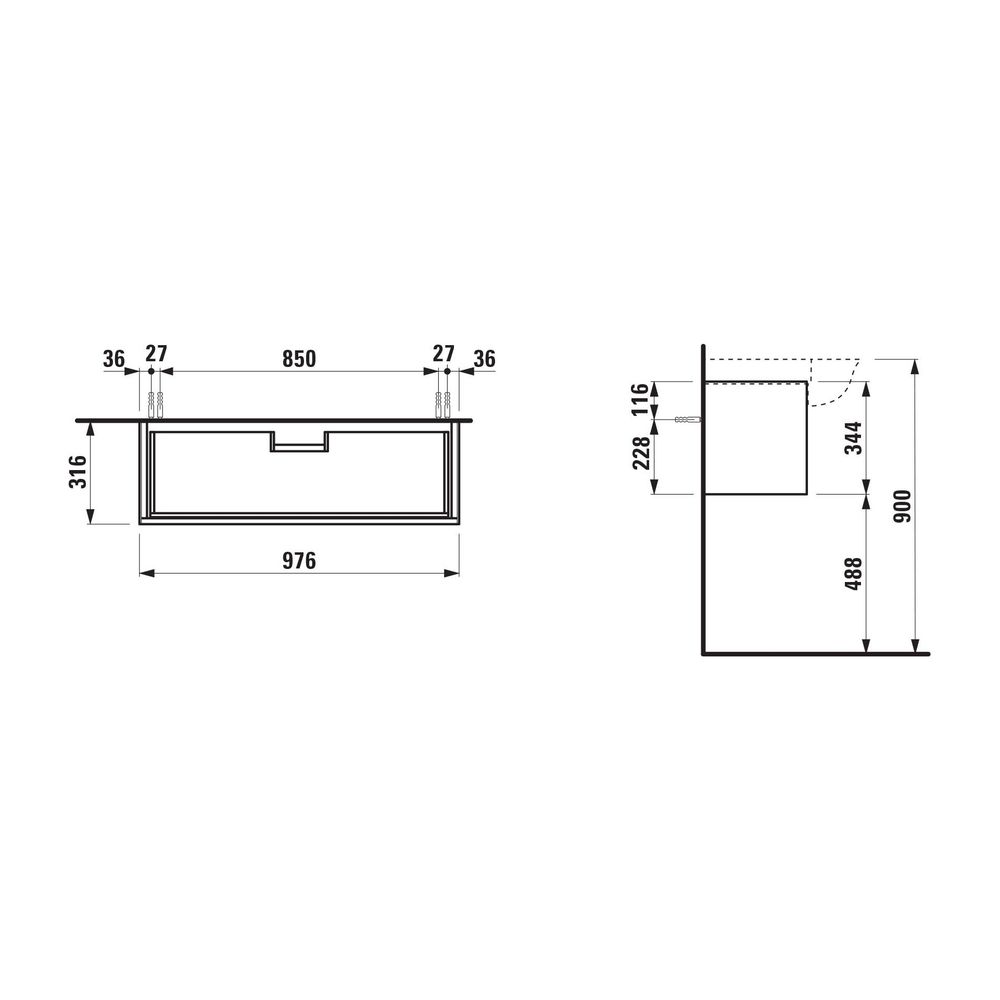 Laufen Waschtischunterbau The New Classic 316x976x344mm, Weiß lackiert, 1 Schubl... LAUFEN-H4060910856311 7612738990022 (Abb. 2)