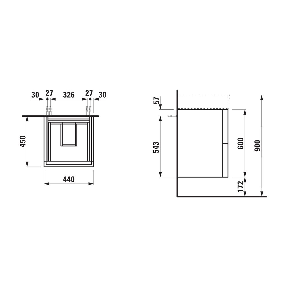 Laufen Waschtischunterbau Kartell 450x440x600mm, Kieselgrau, 2 Schubladen, mit P... LAUFEN-H4075080336411 7612738931582 (Abb. 2)