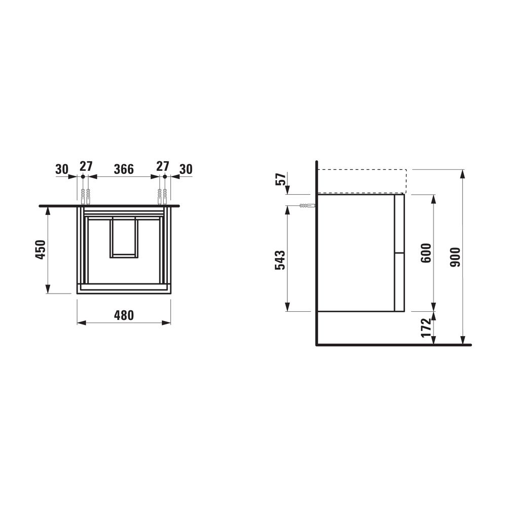 Laufen Waschtischunterbau Kartell 450x480x600mm, Schiefergrau, 2 Schubladen, mit... LAUFEN-H4075090336421 7612738930035 (Abb. 2)